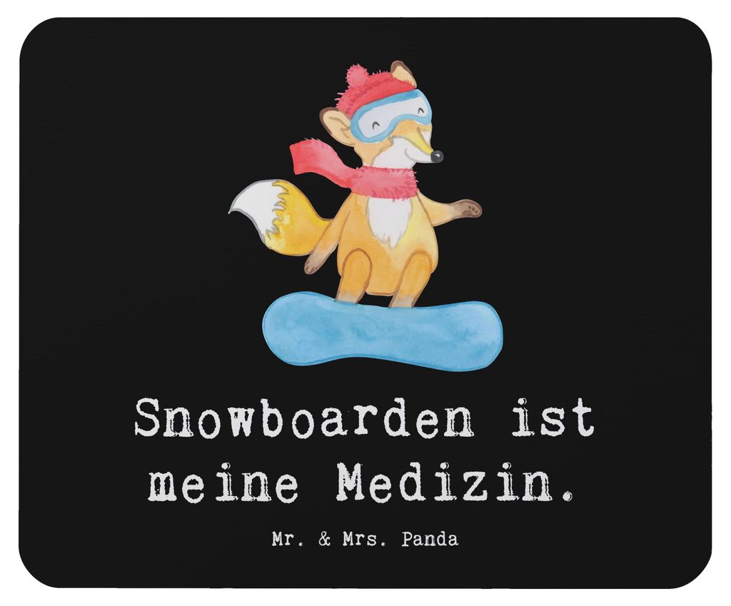 Mr. & Mrs. Panda Mousepad Hase Snowboarden - Schwarz - Geschenk, Snowboardschule, pc, Winterurlaub, mousematte, Wintersport, Snowboard, Mauspad, Mo...