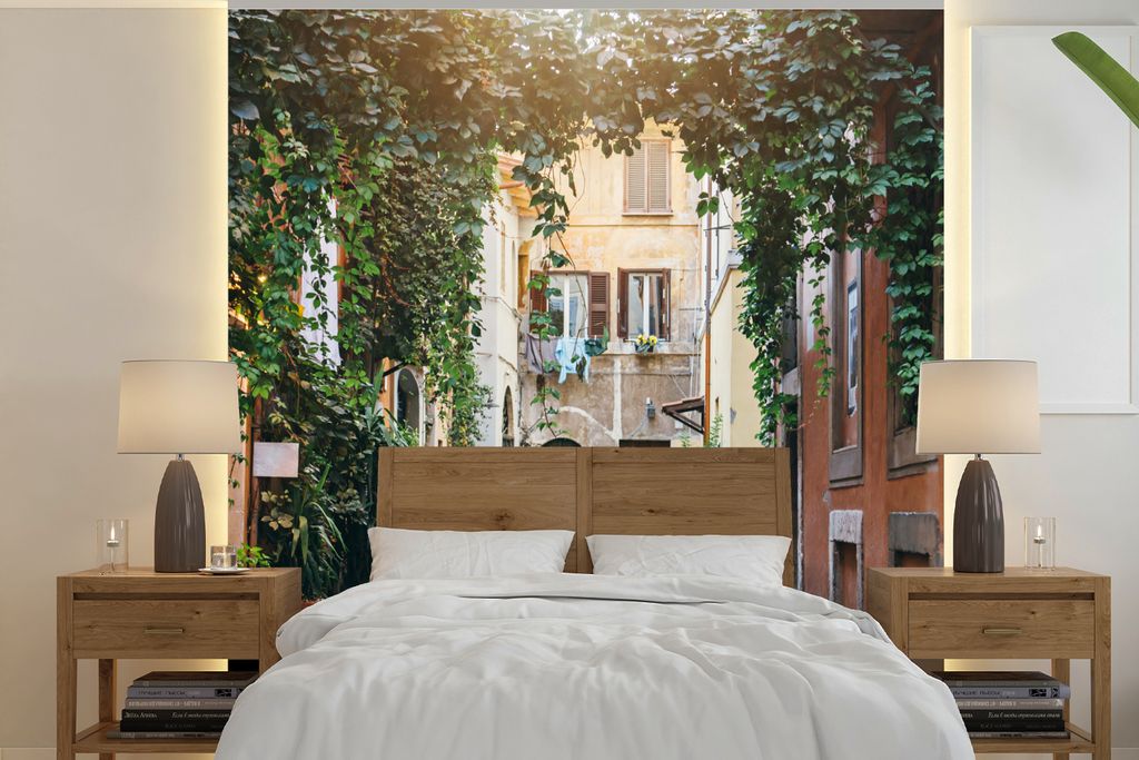 MuchoWow Fototapete für Wohnzimmer oder Schlafzimmer Wandtapete Vinyl Motivtapete Italien - Straße - Schleicher - 220x220 cm - Tapeten