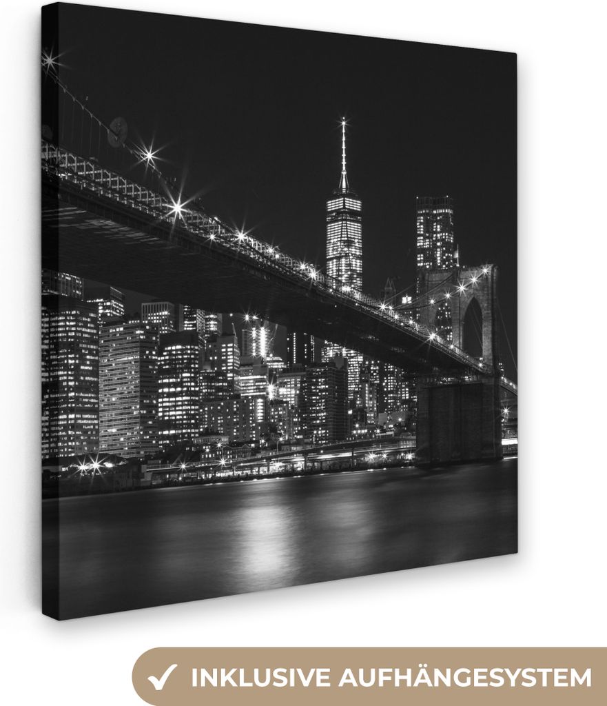 MuchoWow - Leinwandbilder - New York - Brooklyn - Brücke, Wandbild, Wanddeko Bilder Wohnzimmer, 20x20 cm