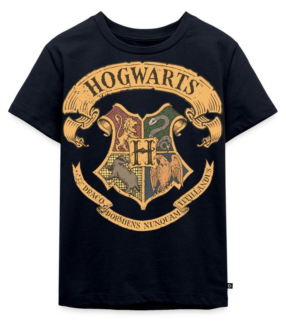 Spreadshirt Harry Potter Hogwarts Wappen Kinder Premium T-Shirt, 122/128 (6 Jahre), Navy