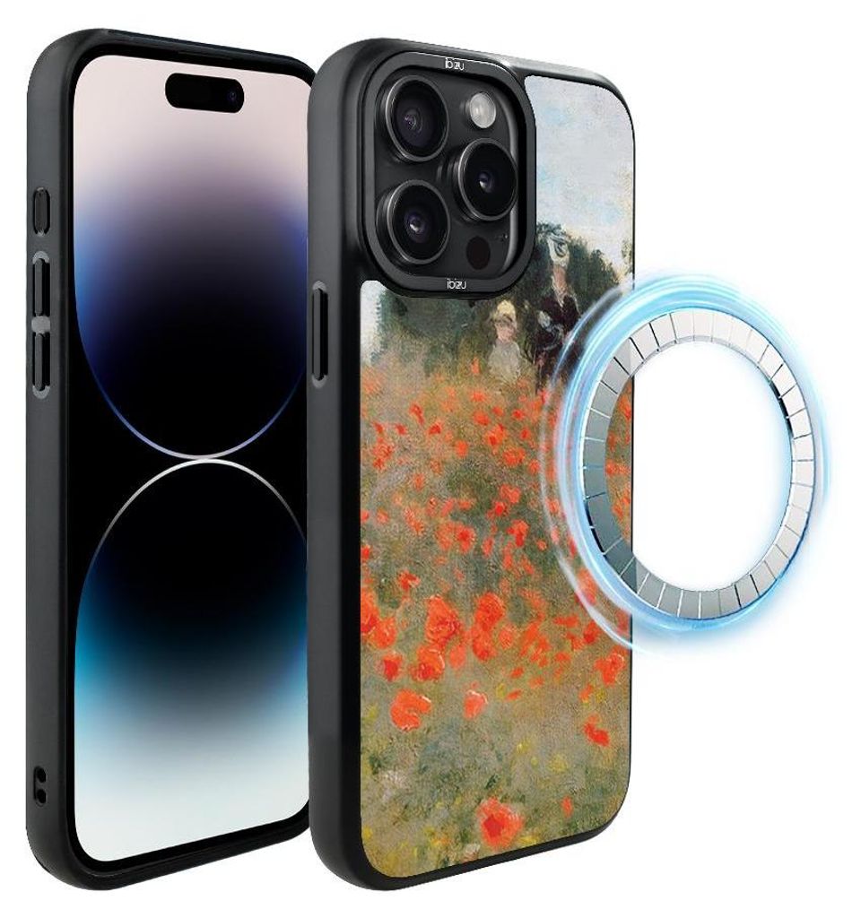 Schutzhülle für das iPhone 14 Pro Max, MagSafe-kompatibel, mattschwarze Seiten, Mohnblumen, Motiv eines Gemäldes von Claude Monet