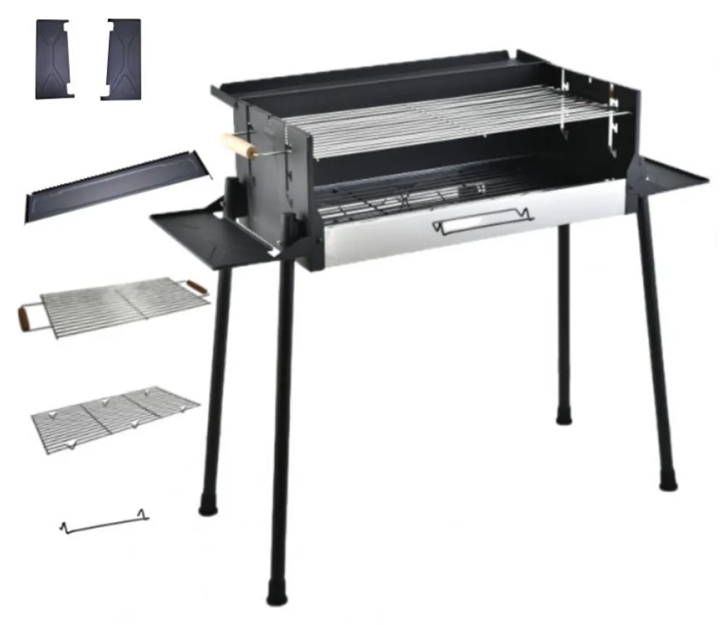 Barbecue de terrasse noir pliable pour grillades en famille et camping