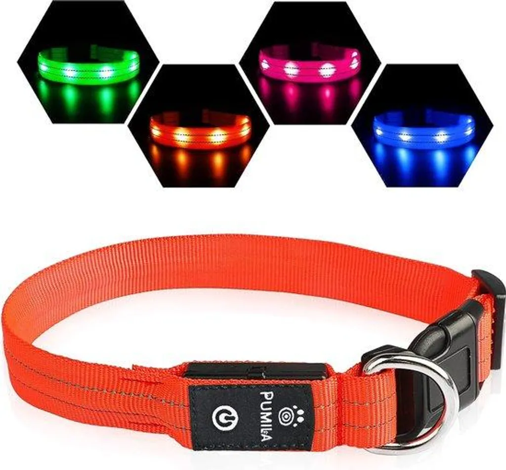Collier chien réfléchissant à LED clignotant avec batterie USB longue durée