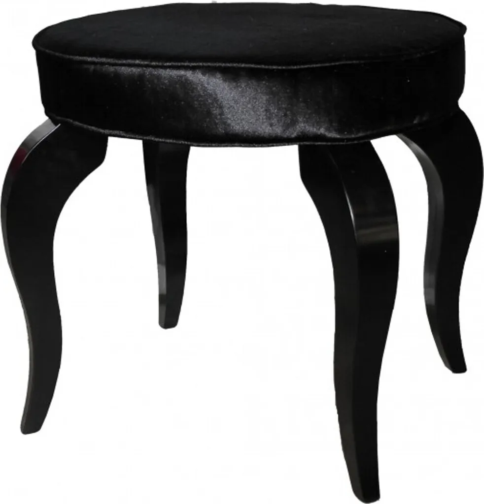 Tabouret Rond Design Noir - Pouf Baroque Élégant pour Salon Chic