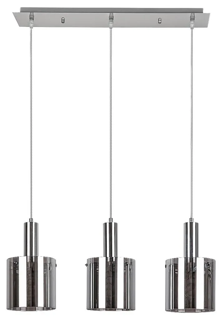 Suspension ronde 3 spots E27 design gris argenté noir moderne ø150mm