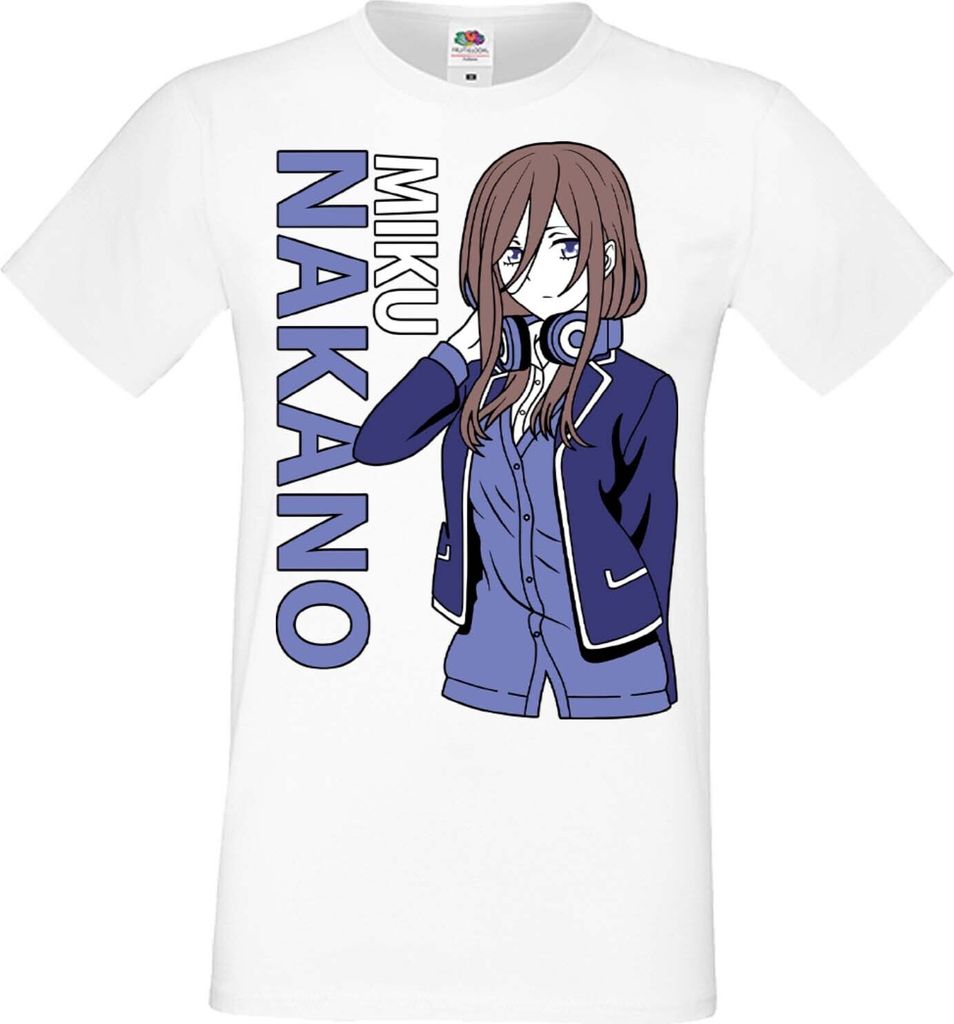 Herren T-Shirt Manga Anime The Quintessential Quintuplets Miku Nakano, Man 3XL / Weiß