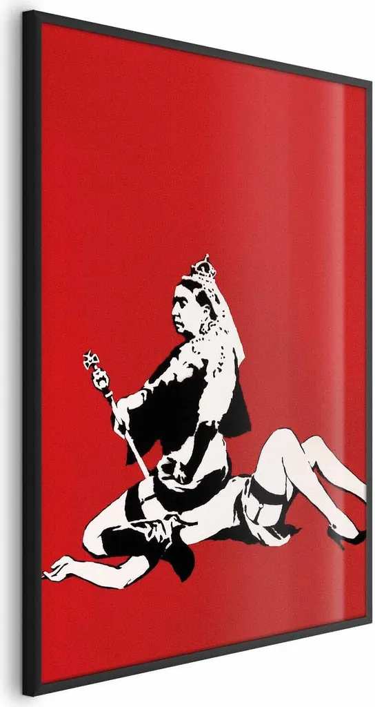 Poster Banksy Regina Vittoria 60x90 con Cornice Nera - Arte Moderna