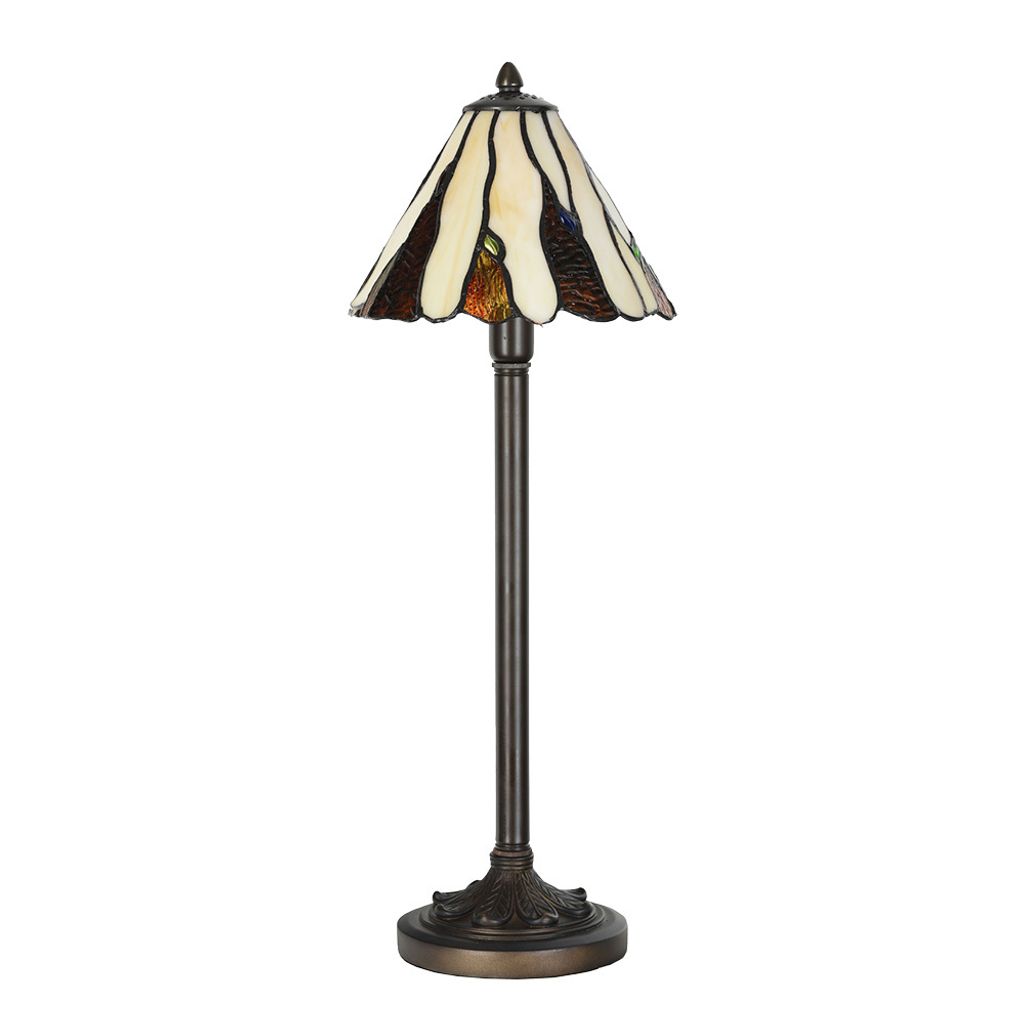 Clayre & Eef Tiffany Tischlampe Ø 20x60 cm Beige Braun Glas