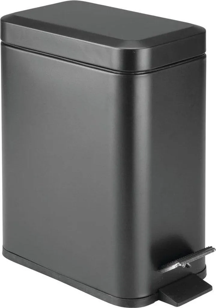 Poubelle à pédale noire 5L en métal pour salle de bain et bureau compacte