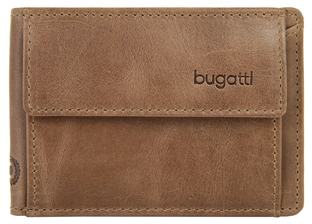 Porte-monnaie Volo bugatti en cuir véritable Cognac avec zip robuste - 5