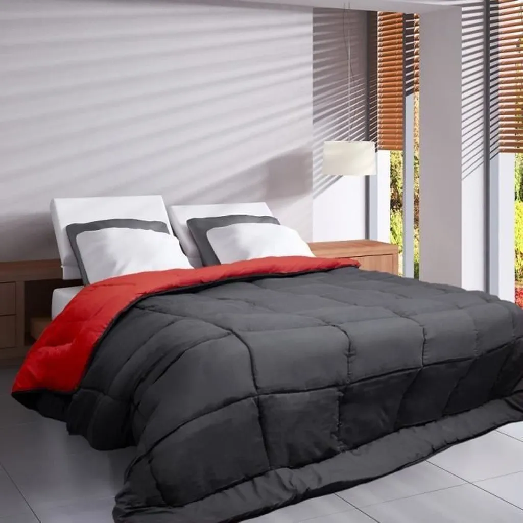 Piumino Matrimoniale HUDSON 240x260 Grigio Rosso | Design e Comfort - 2