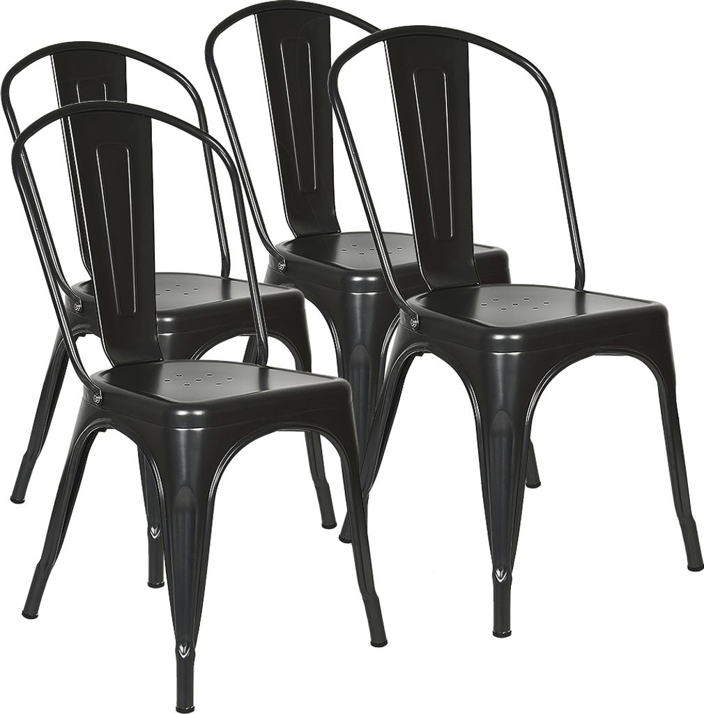 lot de 4 chaises de salle à manger empilables métal design Image du produit 