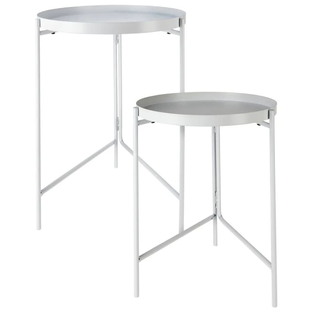 Tables gigognes de rangement blanches - Duo de tables basses de salon