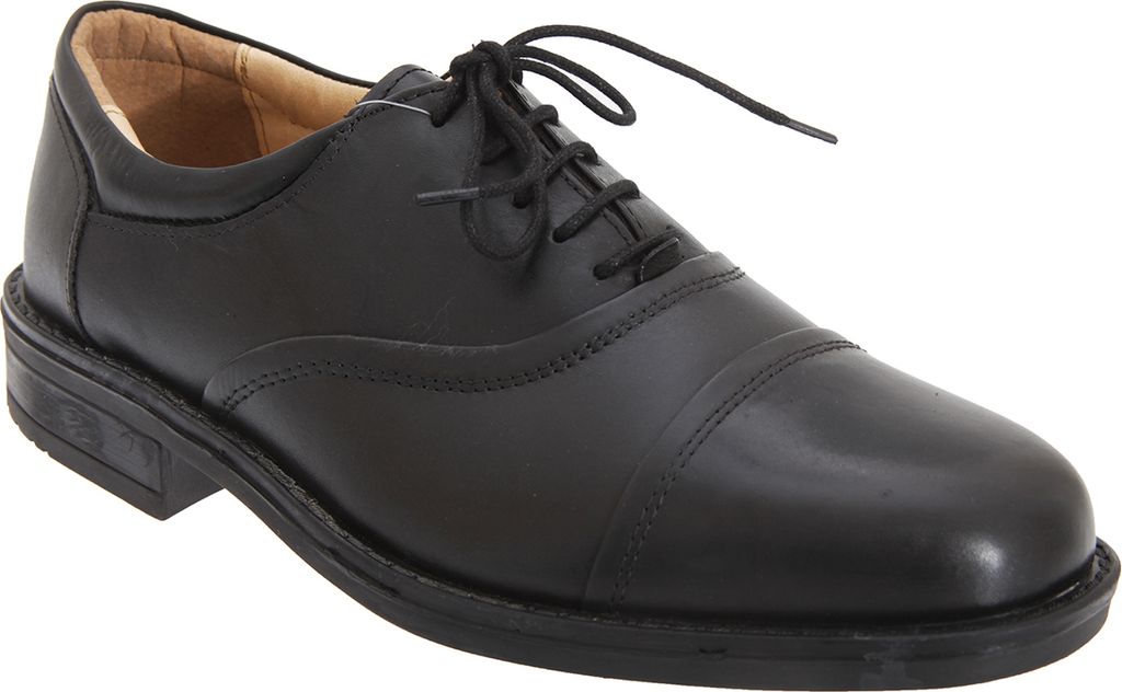 Roamers Herren Leder Flexi Capped Oxford Schuhe DF753 (39,5 EU) (Schwarz)
