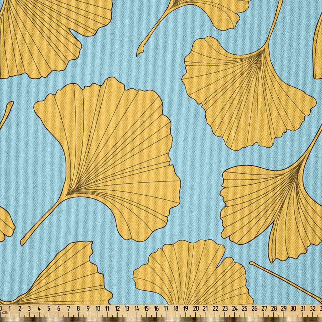 ABAKUHAUS Blätter Microfaser Stoff als Meterware , Pflanzen-Kosmetik-Muster in Bicolor-Art mit süßem Ginkgo-Blatt Petals, 10 M (230 x 1000 cm), ...