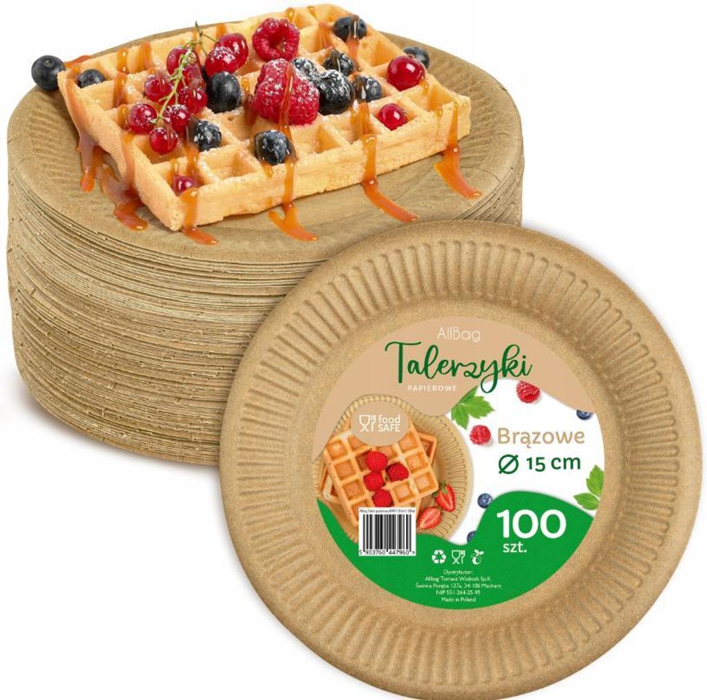 Papier Teller ECO 15 cm – 100 Stück umweltfreundliches