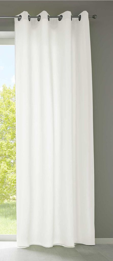 1er Set Vorhänge Schal Ösen »Berlin« HxB 245x140 cm Creme Blickdicht Microsatin Lichtdurchlässig Uni Matt, 20405N