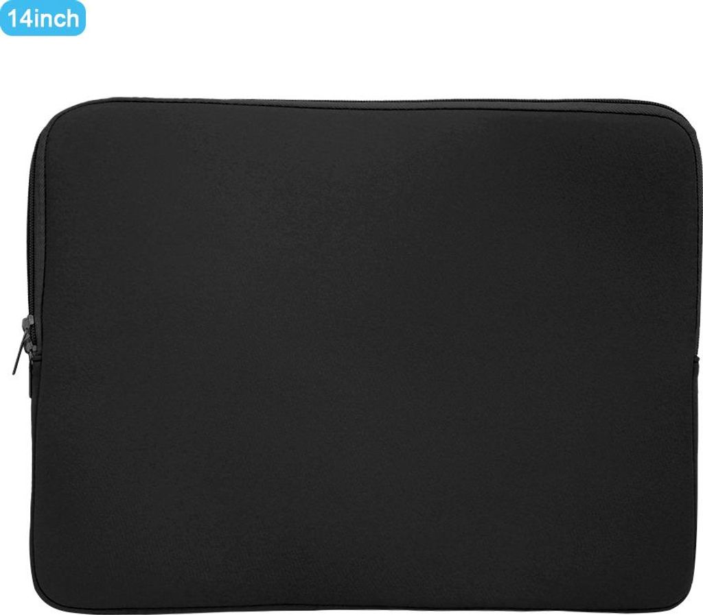 Laptop-Hülle, einfarbig, Doppelreißverschluss, Hand-Tragetasche, Notebook-Schutzhülle, Schwarz, 14 Zoll