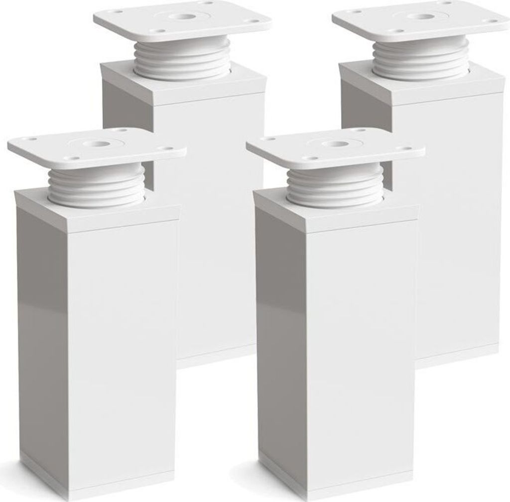 4er Set sossai moderne Möbelfüße in Weiß 80mm höhenverstellbar Schrankfüße Sockelfüße
