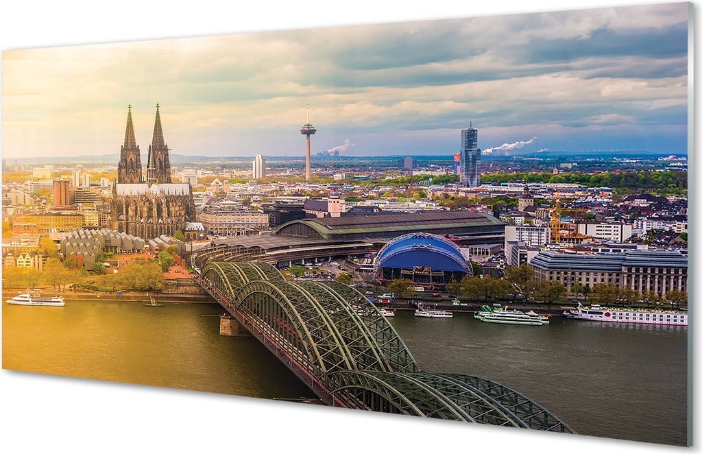 Spritzschutz 100x50 Wandkunst Deutschland Panorama Fluss Brücken