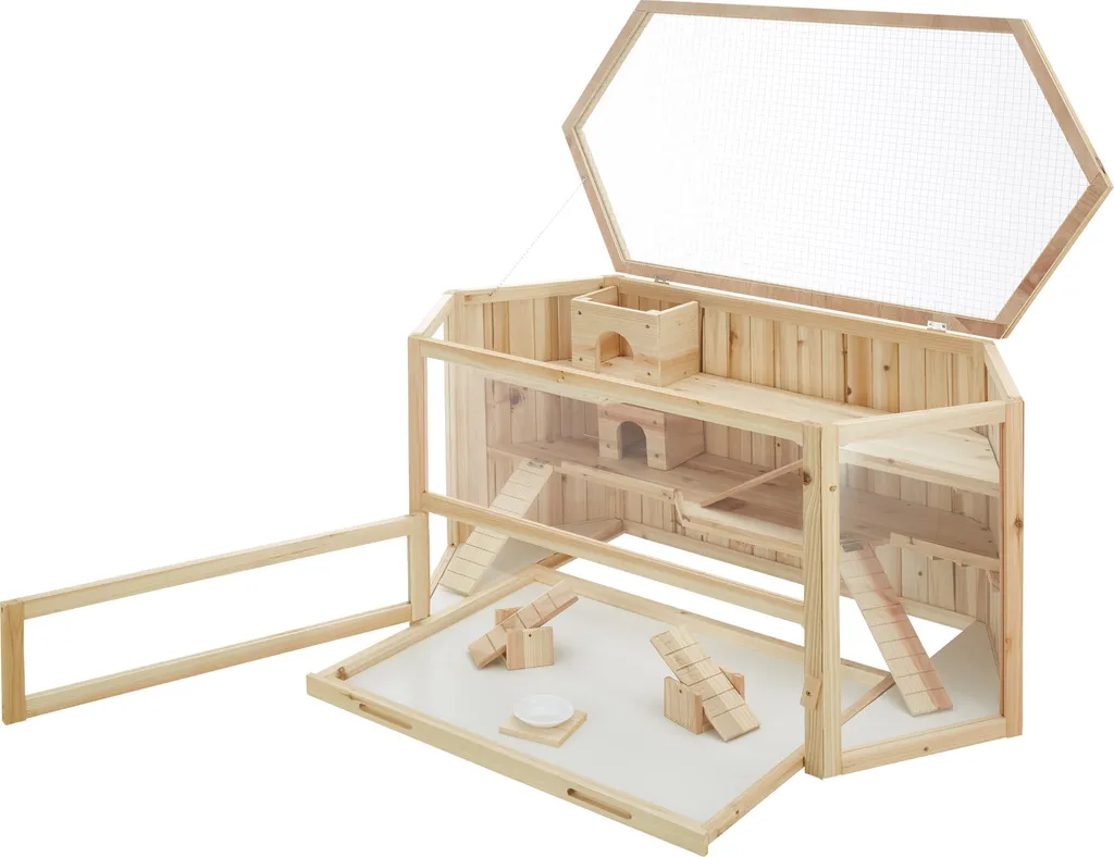 Cage rongeurs XL 115x60cm avec toit ouvrant et structure bois robuste