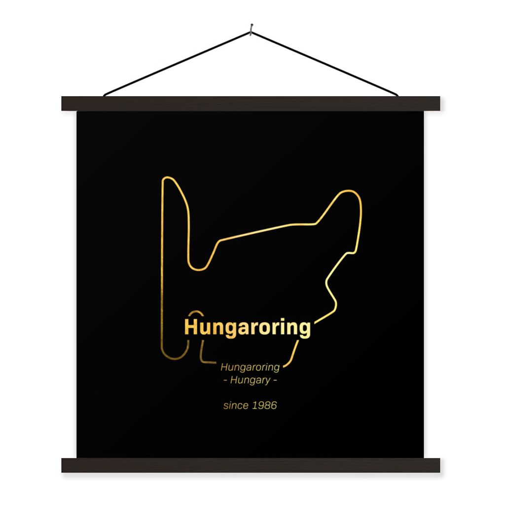 MuchoWow Textilposter Hungaroring - Formel 1 - Rennstrecke 60x60 cm mit schwarzem Rahmen - Posteraufhänger