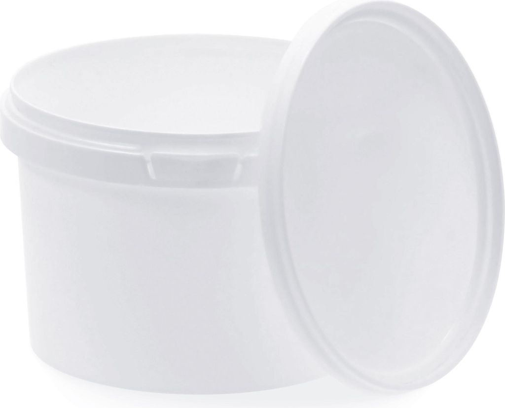 BenBow Eimer mit Deckel 0,5L x10 Weiß - lebensmittelecht, stabil, luftdicht, auslaufsicher, geruchsneutral - Plastikeimer mit Henkel - leer