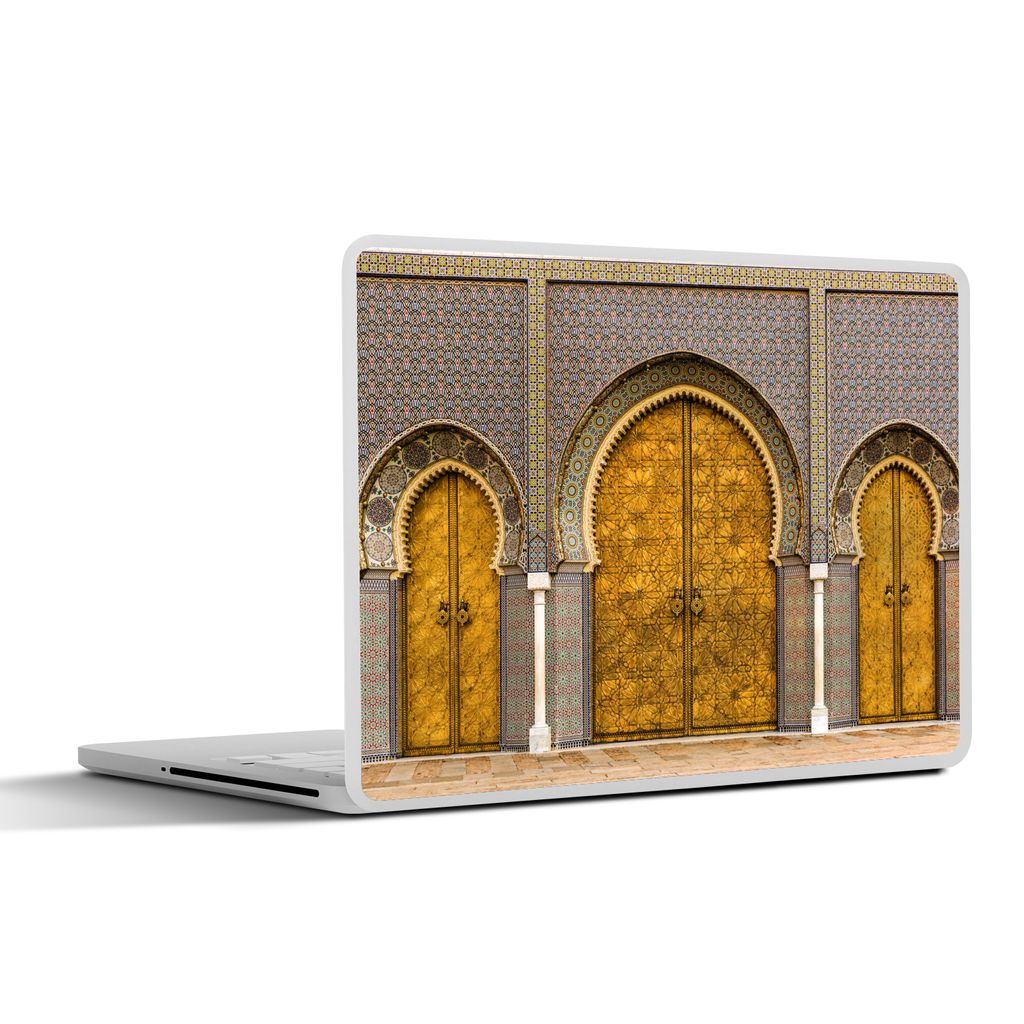 MuchoWow Laptop Aufkleber Sticker Cover Türen - Architektur - Gold - Muster 31x22.5 cm - Laptop-Deko