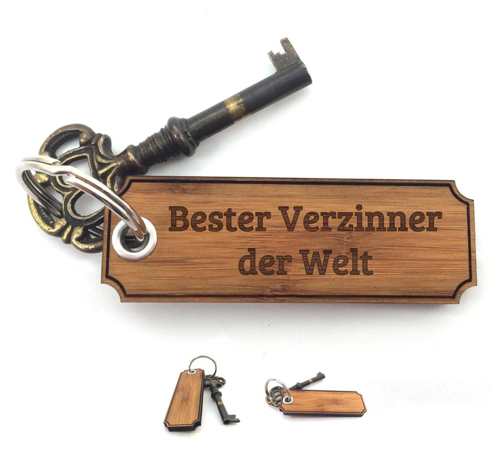 Mr. & Mrs. Panda Schlüssel Anhänger Verzinner - Bambus - Geschenk, Abschluss, Schlüsselanhänger aus Holz, Berufsausbildung, Gratulation, Gesche...