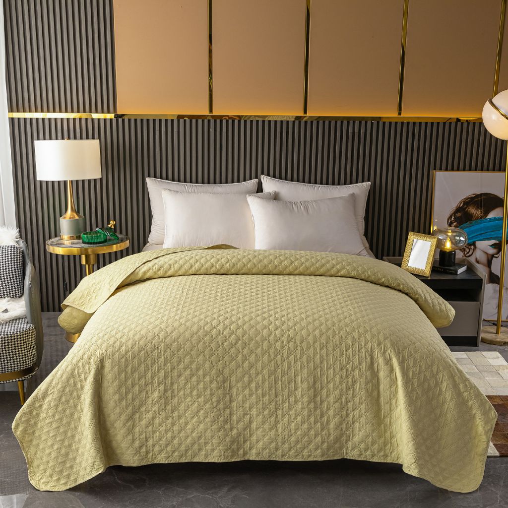 Bettüberwurf Tagesdecke Bettdecke Decke Steppdecke Prägemuster Überwurfdecke leicht, Größe:220 cm x 240 cm, Farbe Bettdecke:Beige D-4