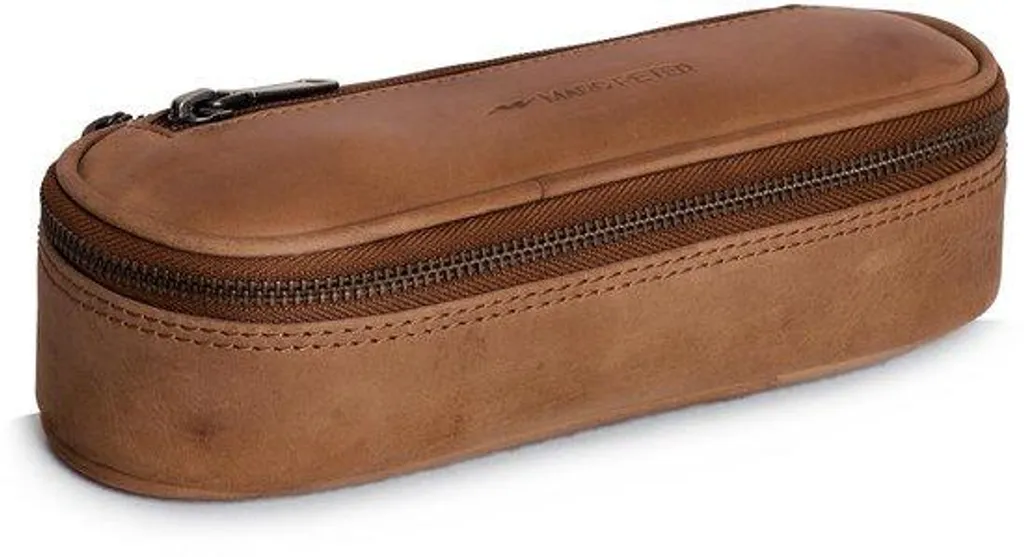 Trousse scolaire cuir camel pour organiser les crayons des enfants