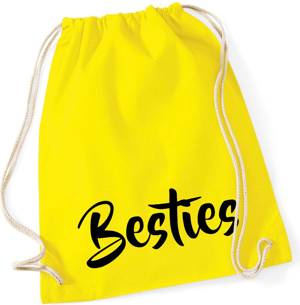 Huuraa Turnbeutel Bestie Besty 12 Liter Yellow Baumwolle Rucksack Geschenkidee
