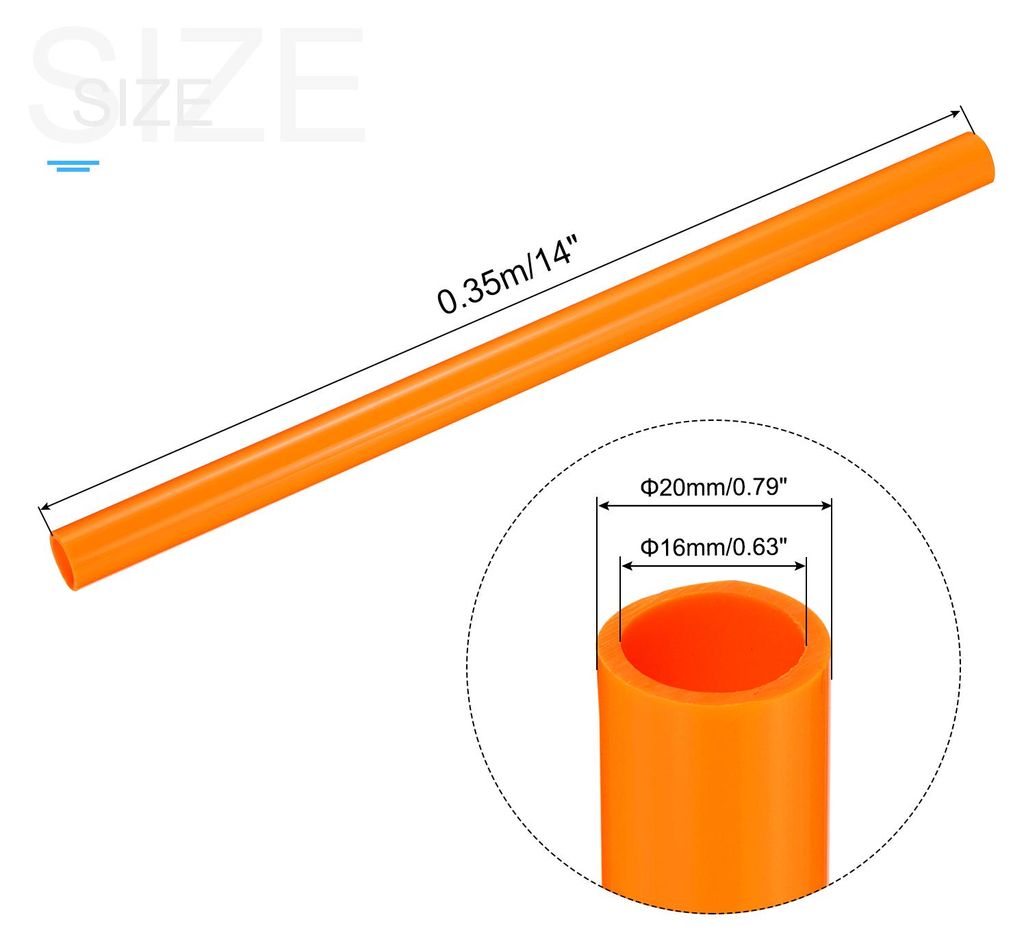 PVC Rohr, Durchmesser 16mm L?nge 0.35m Rund Kunststoffrohr fš¹r Garten, Aquarium, Wasserleitung, Kabelkanal, lš¹ftungsrohr (Orange Farbe)