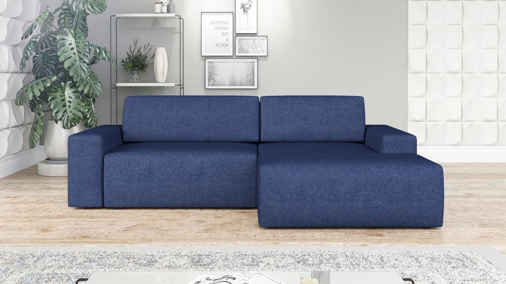 Ecksofa TOTI mit Schlaffunktion. Farbe: Kobalt 80.