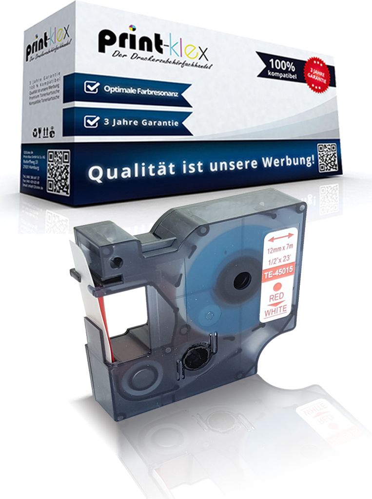 Kompatibles Schriftband für Dymo D1 45015 Labelmanager PC Labelmanager PC2 Labelmanager PnP Mobile Labeler Labelpoint 100 S0720540 7mx12mm 7 m x 1...