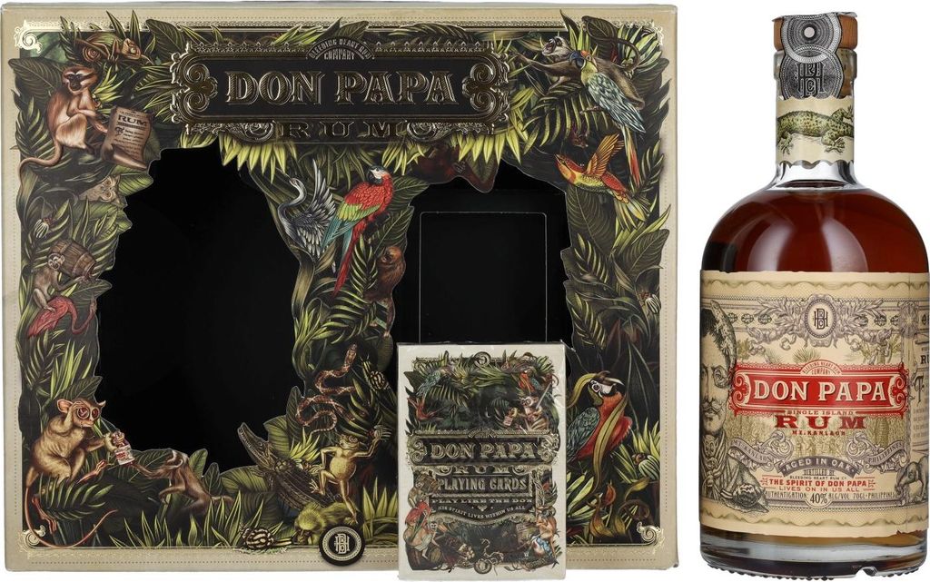 Don Papa 7 Years Old Single Island Rum 40% Vol. 0,7l in Geschenkbox mit Spielkarten