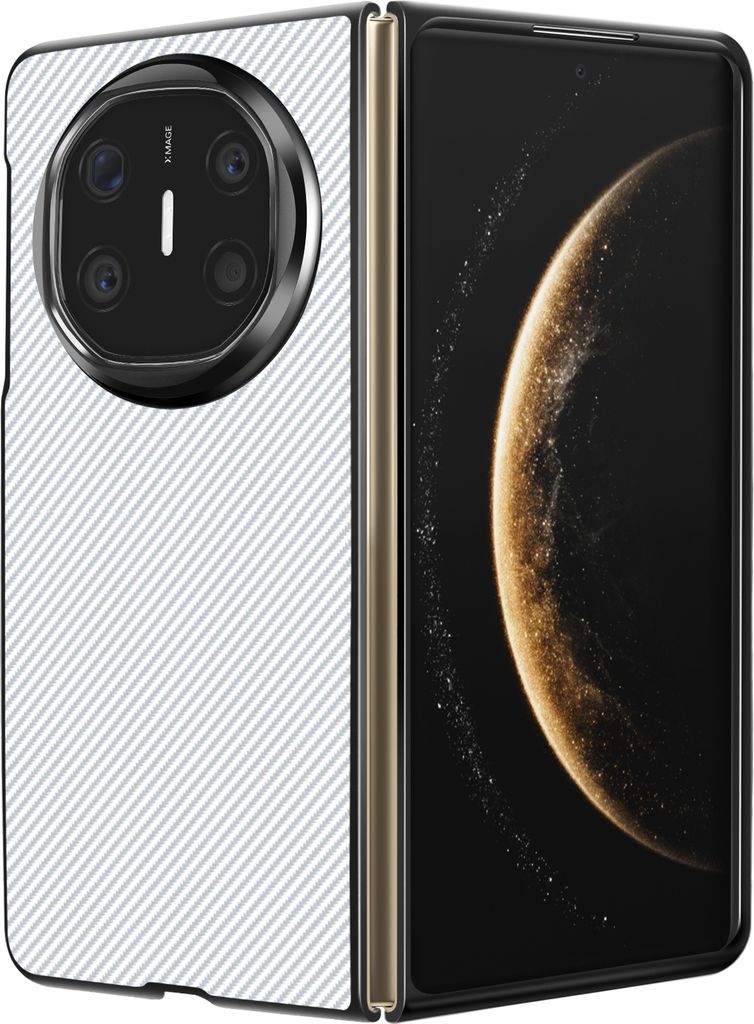 Avizar, Karbonhülle für Huawei Mate X6, Gewebtes Leder, Silikonrahmen, Weiß