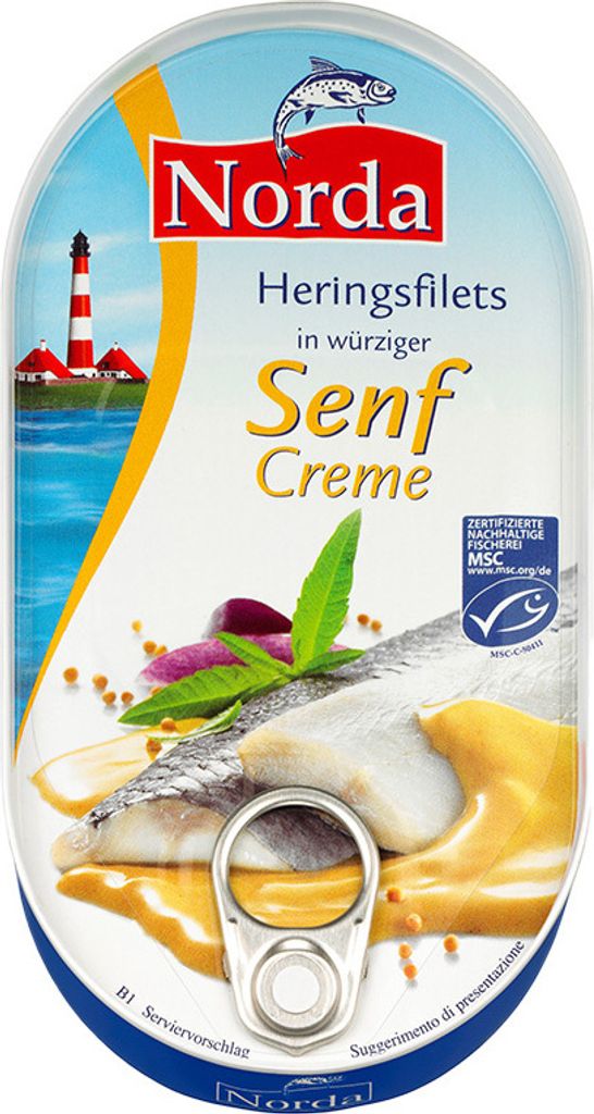 NORDA Heringsfilets in würziger Senf-Creme 200g Produktbild 