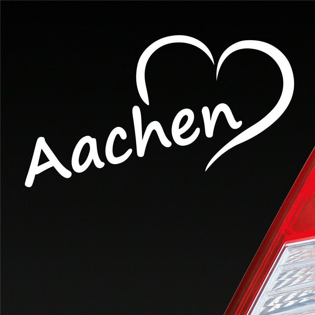 Auto Aufkleber Aachen Herz Stadt City Love Liebe Heart 15,5x8 cm Weiss Glanz Sticker Heckscheibenaufkleber