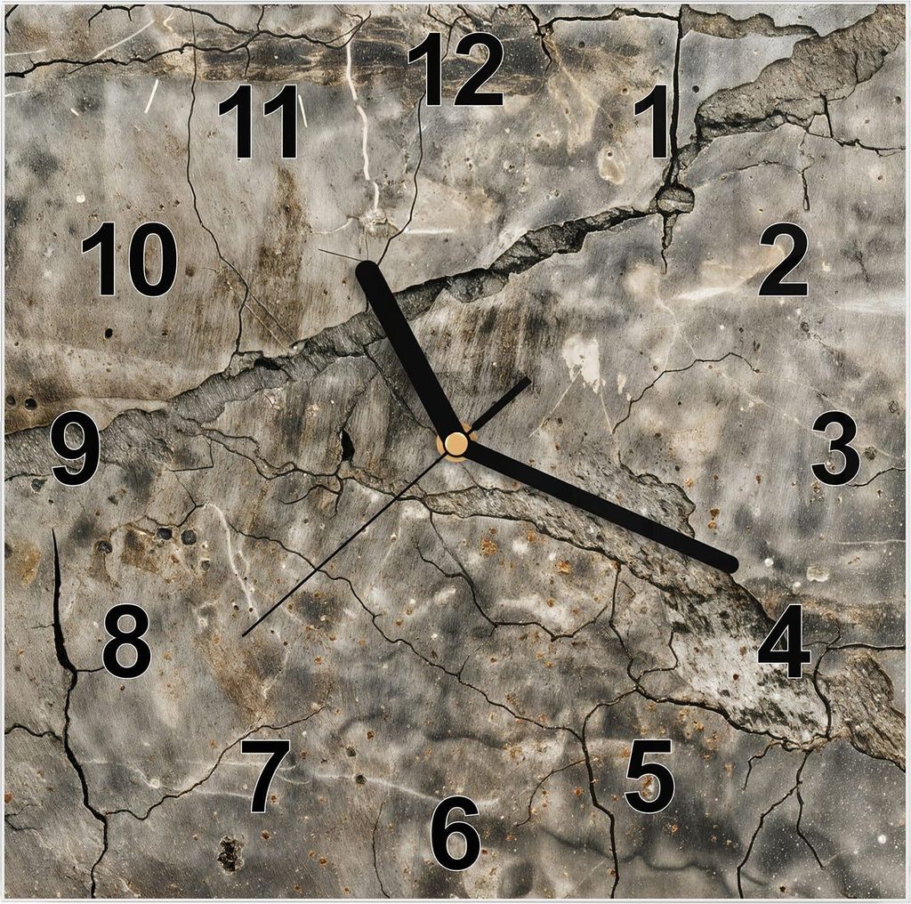 Wanduhr aus Glas mit Motiv Rissige Oberfläche- 30 x 30 cm - inkl. Aufhängesystem