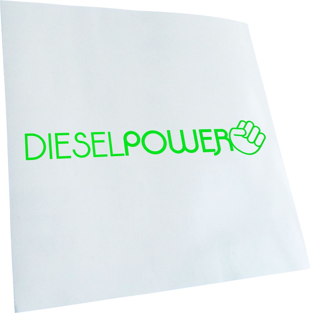 Kiwistar - Autoaufkleber - neongrün - 60 x 9 cm - Diesel Power - Heckscheibenaufkleber - Aufkleber für Auto Kfz Fahrrad, LKW, Truck Mofa