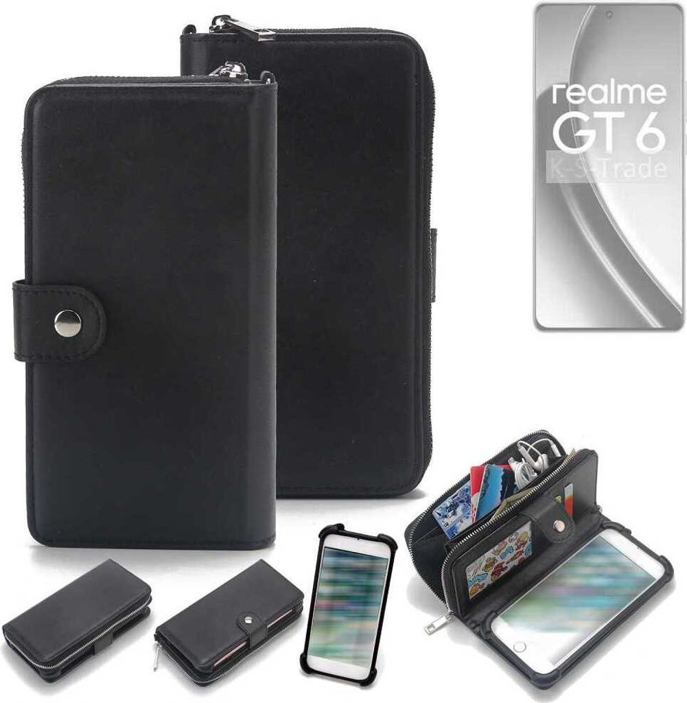 K-S-Trade 2in1 Handyhülle Schutzhülle kompatibel mit Realme GT 6 Global & Portemonnee Cover Handy Hülle Case Etui Geldbörse Wallet Bookstyle