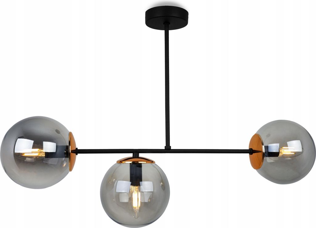 Elegante Hängelampe Loft Stil – Deckenlampe Kronleuchter mit Glas Kugeln im Glamour Design