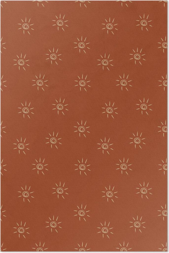 Sonnenmuster im Vintage-Boho-Stil – Vinylteppich – 120x180 cm – Indoor Teppich – Flur – Pflegeleicht – Modern