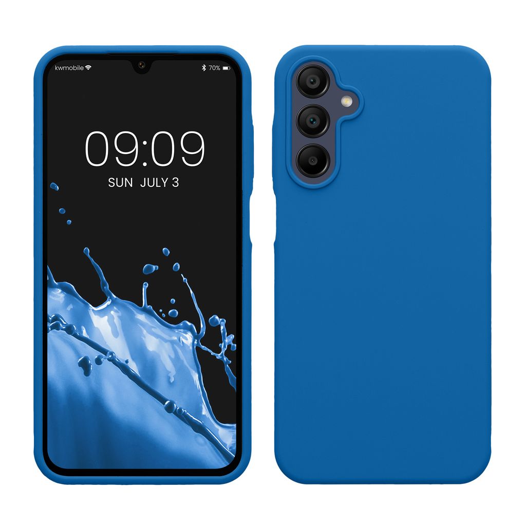 kwmobile Hülle kompatibel mit Samsung Galaxy A15 5G Hülle - Silikon Handy Case - Handyhülle weiche Oberfläche - kabelloses Laden - Blue Reef