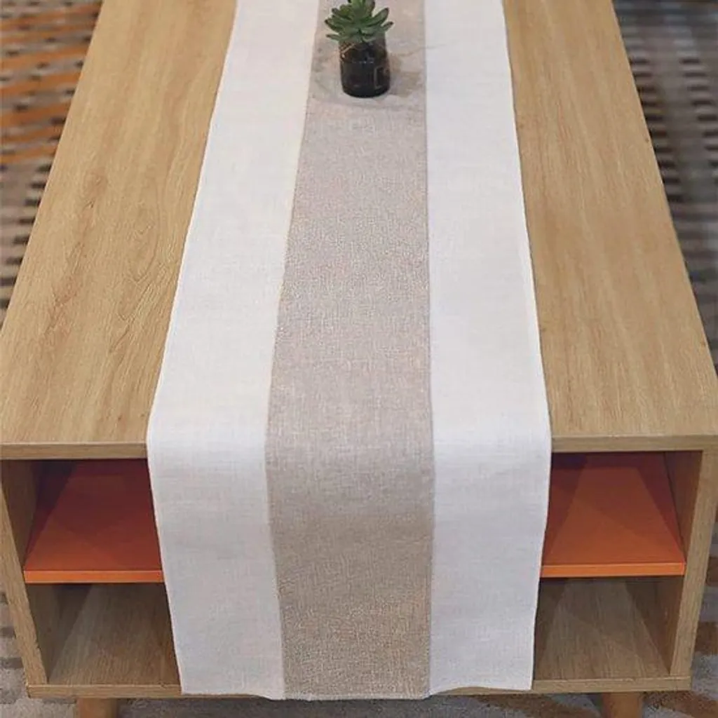 Chemin de table bicolore 180cm facile à laver pour table champêtre