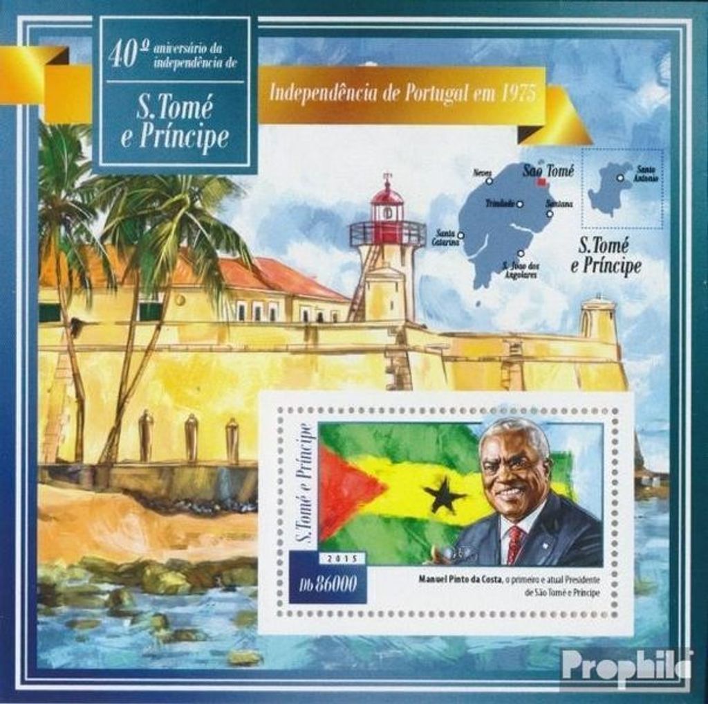 Briefmarken Sao Tome e Principe 2015 Mi Block 1067 (kompl. Ausgabe) postfrisch Unabhängigkeit von São Tomé und Príncipe