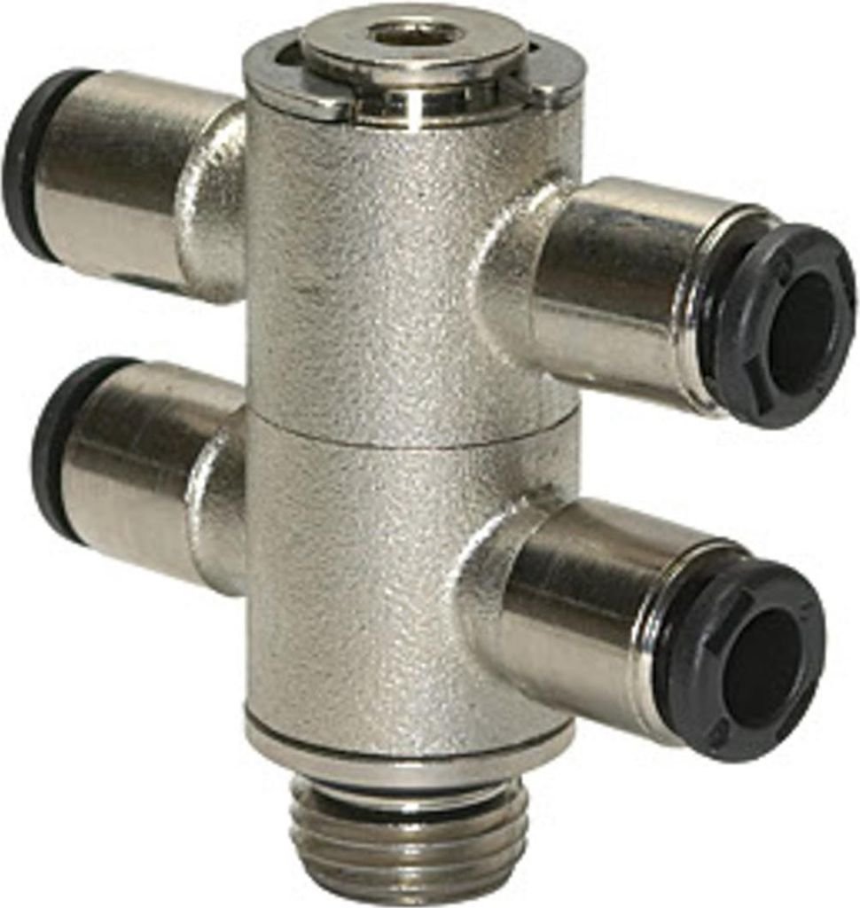 Riegler T-Mehrfachverteiler 4-fach »click-clock«, drehbar, G 1/4 a. Ø 8mm