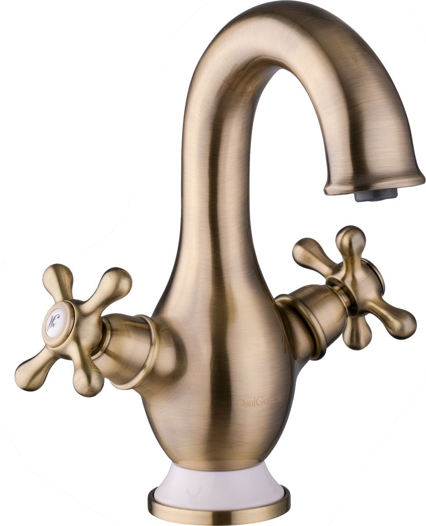PaulGurkes Waschtischarmatur Messing Bronze Antik Zweigriffmischer Retro