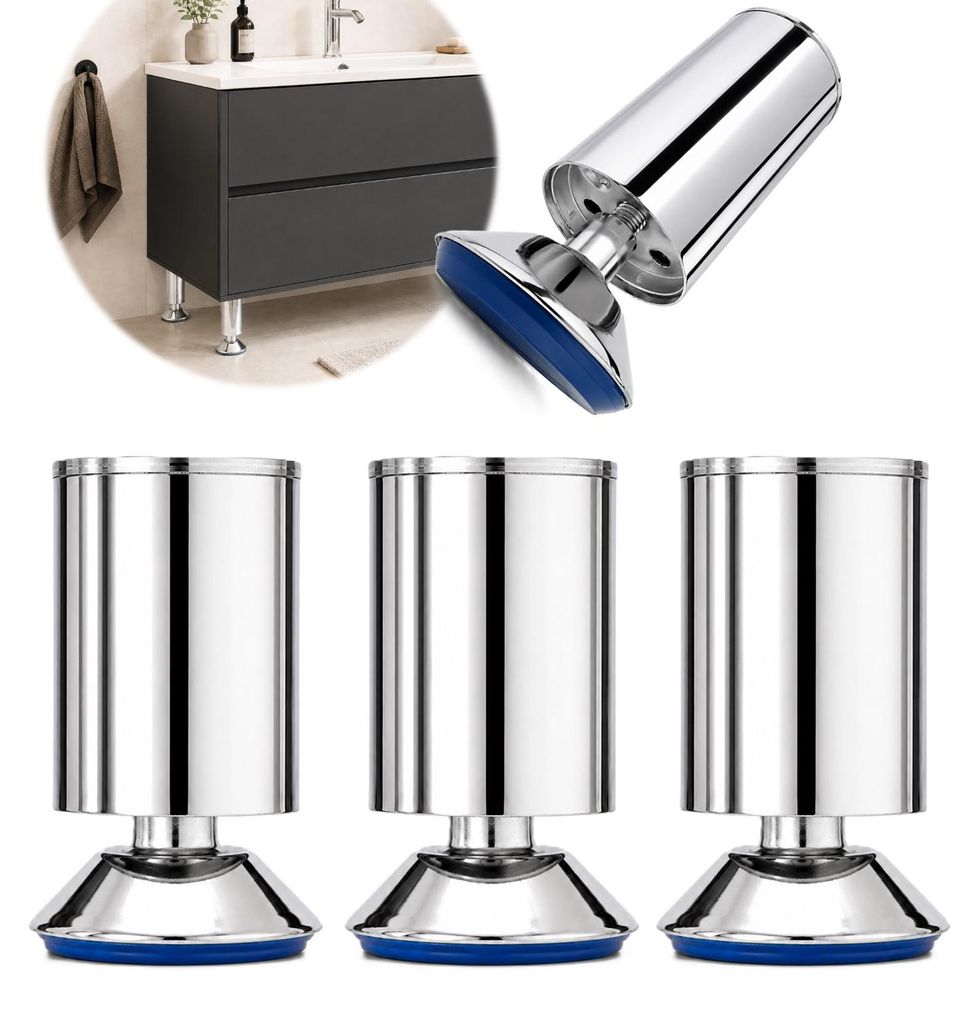 HOOZ® Möbelfüße Chrom 100 mm 4er Set [HÖHENVERSTELLBAR] Produktbild 